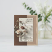 Invitation Mocha Café Au Lait Brown Neutre Floral RSVP (Debout devant)