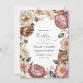 Invitation Mocha, Cream & Dusty Rose Floral Wedding QR Code (Devant)