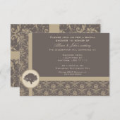 Invitation Mocha Damask Chêne nuptiale Douche (Devant / Derrière)