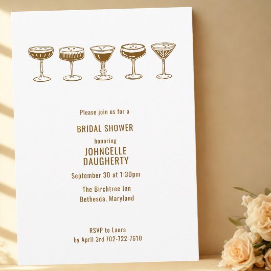 Invitation Mocha Espresso Martini Bachelorette w/QR Code 