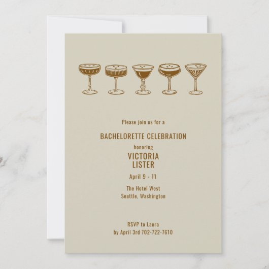 Invitation Mocha Espresso Martini Bachelorette w/QR Code  (Devant)