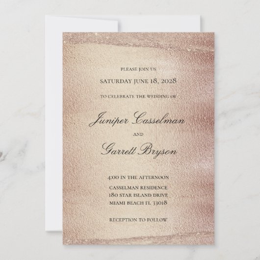 Invitation Mocha Gold Rhapsody Mariage Elegant Sparkling Gold (Devant)
