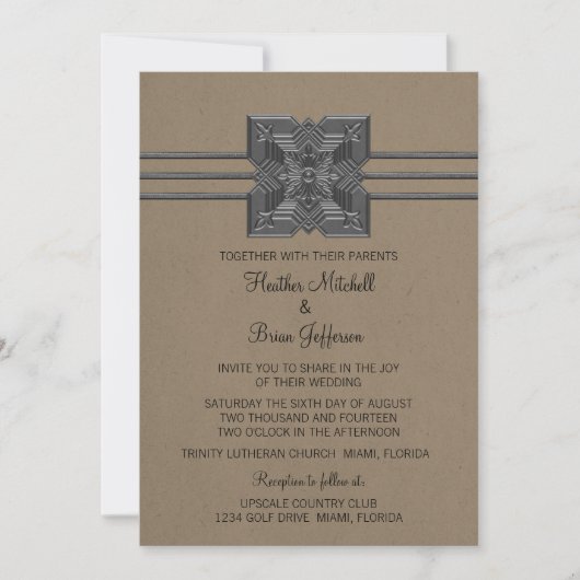 Invitation Mocha Medallion Mariage frontalier (Devant)