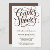 Invitation Mocha Mousse Aquarelle Typographie Couples Douche (Devant / Derrière)