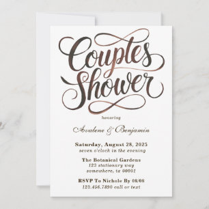 Invitation Mocha Mousse Aquarelle Typographie Couples Douche