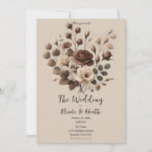 Invitation Mocha Mousse Beige Brown Floral Mariage (Devant)