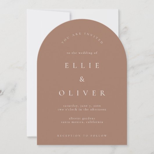 Invitation Mocha Mousse Boho Arch Mariage moderne (Devant)