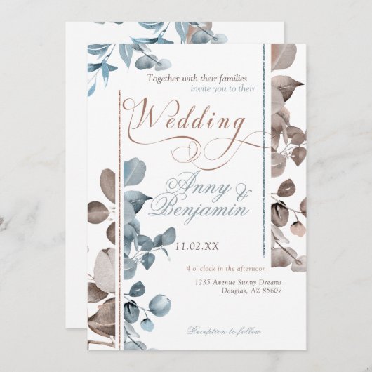 Invitation Mocha Mousse Botanique 02 (Devant / Derrière)