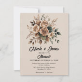 Invitation Mocha Mousse Floral Design Mariage beige (Devant)
