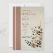 Invitation Mocha Mousse Mariage floral neutre (Devant)