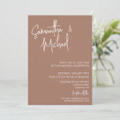 Invitation Mocha Mousse Mariage simple minimaliste tendance (Debout devant)