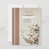 Invitation Mocha Mousse & Os Blanc Neutre Floral RSVP (Devant)