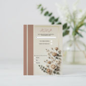 Invitation Mocha Mousse & Os Blanc Neutre Floral RSVP (Debout devant)