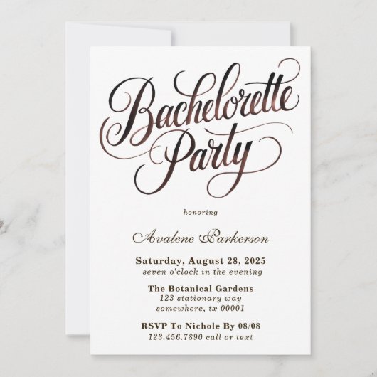 Invitation Mocha Mousse Peinture Calligraphie Bachelorette (Devant)