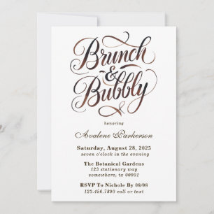 Invitation Mocha Mousse Peinture Calligraphie Brunch & Bubbly