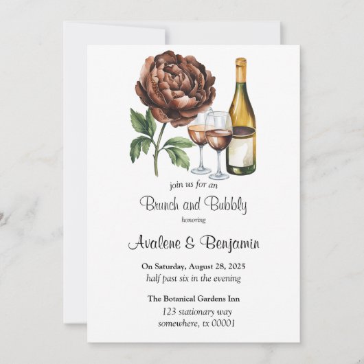 Invitation Mocha Mousse Peony Brunch & Bubbly (Devant)