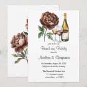 Invitation Mocha Mousse Peony Brunch & Bubbly (Devant / Derrière)