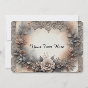 Invitation Mocha Mousse teint Floral avec dentelle