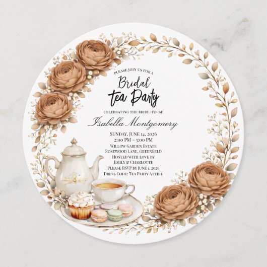 Invitation Mocha Palette Tea Party Bridal Shower (Devant)