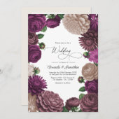 Invitation Mocha Plum, Berry Clay & Silk Taupe Wedding (Devant / Derrière)