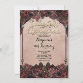 Invitation Mocha rouille Roses Brown Elégant Quinceañera 15e (Devant)