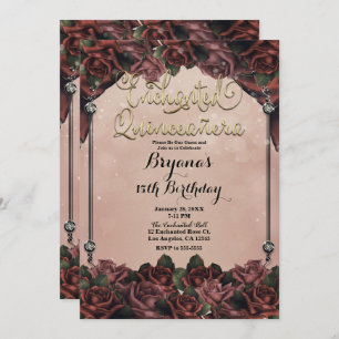 Invitation Mocha rouille Roses Brown Elégant Quinceañera 15e