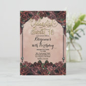 Invitation Mocha Rust Roses Brown Élégant Sweet 16 16e (Debout devant)