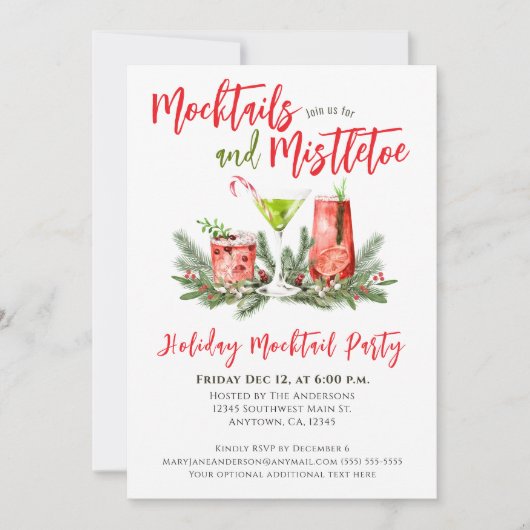 Invitation Mocktails Festif et Mistletoe (Devant)