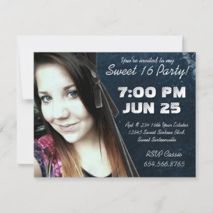 Invitation Mod Angle Grunge Photo Sweet 16