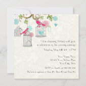 Invitation Mod Bird Cage Mason Jar Coeur Fête des mariées flo (Dos)