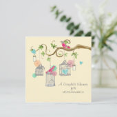 Invitation Mod Bird Cage Mason Jar Coeur Fête des mariées flo (Debout devant)