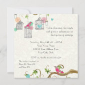 Invitation Mod Bird Cage Mason Jar Coeur Fête des mariées flo (Dos)