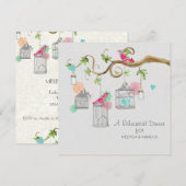 Invitation Mod Bird Cage Mason Jar Coeur Fête des mariées flo (Devant / Derrière)