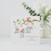 Invitation Mod Bird Cage Mason Jar Coeur Fête des mariées flo (Debout devant)