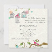 Invitation Mod Bird Cage Mason Jar Coeur Fête des mariées flo (Dos)