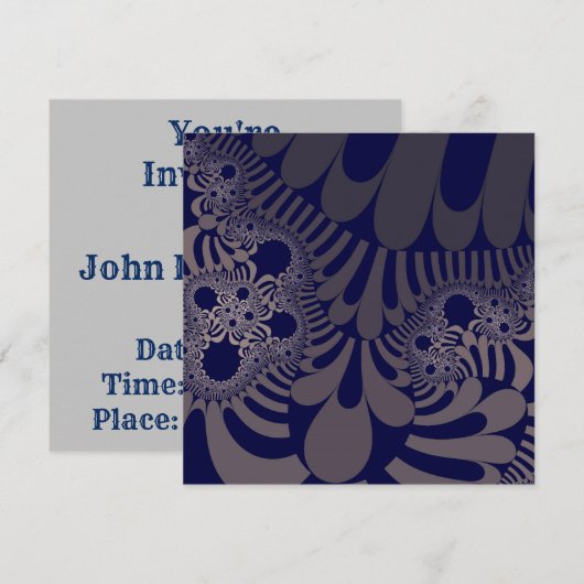 Invitation Mod bleu et argent (Devant / Derrière)