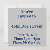 Invitation Mod bleu et argent (Dos)