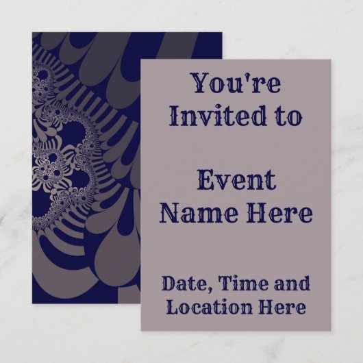 Invitation Mod bleu et argent (Devant / Derrière)