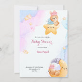 Invitation Mod Bleu Et Rose Illustratif Dégradé Aquarelle (Devant)