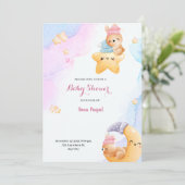 Invitation Mod Bleu Et Rose Illustratif Dégradé Aquarelle (Debout devant)