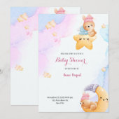 Invitation Mod Bleu Et Rose Illustratif Dégradé Aquarelle (Devant / Derrière)