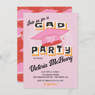 Invitation Mod Bright Bold Casquette de la fête de graduation