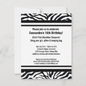 Invitation Mod Bright Zebra Imprimer fête d'anniversaire avec (Dos)