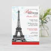 Invitation Mod Flourdir Tour Eiffel Baby shower parisien (Debout devant)