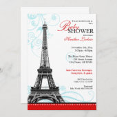 Invitation Mod Flourdir Tour Eiffel Baby shower parisien (Devant / Derrière)