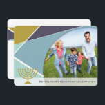 Invitation Mod Geometry Hanoukka Menorah Photo Holiday Party<br><div class="desc">Conçu par fat*fa*tin. Facile à customiser avec votre propre texte,  photo ou image. Pour des demandes personnalisées,  veuillez contacter fat*fa*tin directement. Des frais personnalisés s'appliquent. www.zazzle.com/fat_fa_tin www.zazzle.com/color_therapy www.zazzle.com/fatfatin_blue_knot www.zazzle.com/fatfatin_red_knot www.zazzle.com/fatfatin_mini_me www.zazzle.com/fatfatin_box www.zazzle.com/fatfatin_design www.zazzle.com/fatfatin_ink</div>