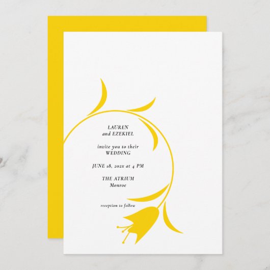 INVITATION MOD JAUNE MARIAGE TULIP (Devant / Derrière)