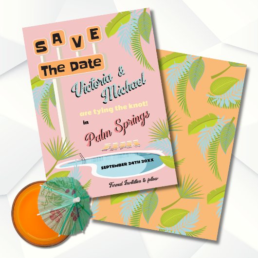 Invitation Mod Mid-Century Enregistrer la date Signal rétro