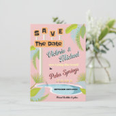 Invitation Mod Mid-Century Enregistrer la date Signal rétro (Debout devant)