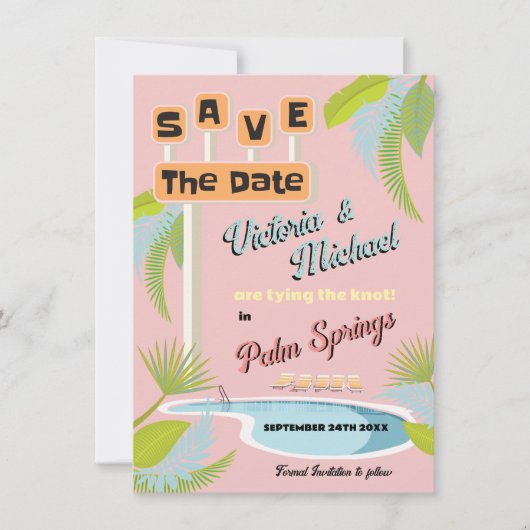 Invitation Mod Mid-Century Enregistrer la date Signal rétro (Devant)
